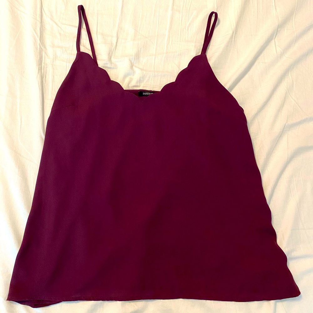 Scalloped purple tank top